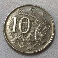 AUSTRALIA 1969 . TEN 10 CENTS COIN . LYREBIRD